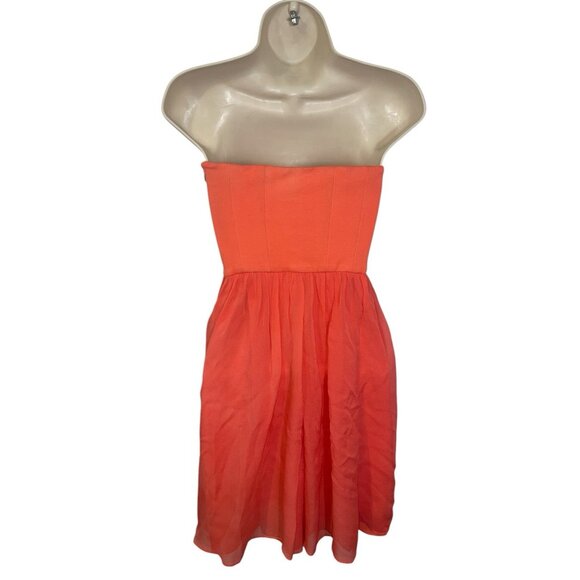 DVF DIANE VON FURSTENBURG Asti Short Strapless Silk Dress Firework Coral Size 4 - Picture 2 of 14